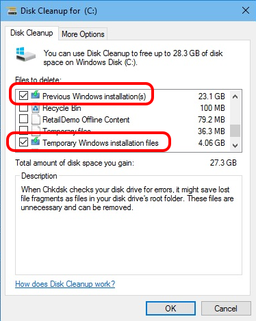 Disk Cleanup - Previous Windows Installation