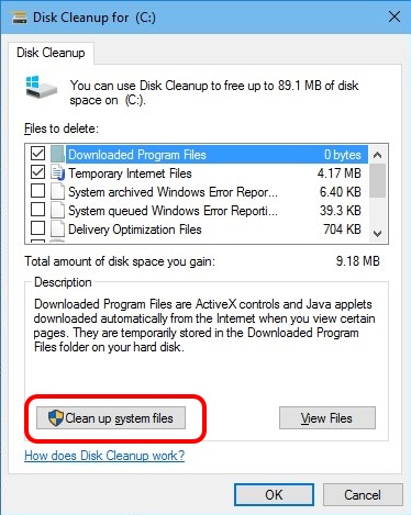 Disk Cleanup - System Files