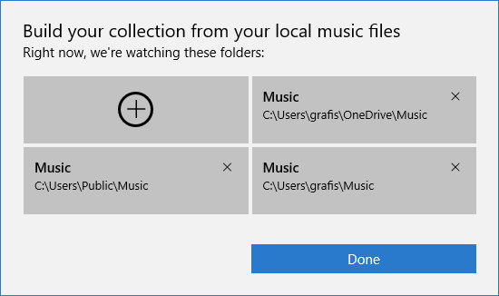 Groove Music - Folders Groove Music - Folders
