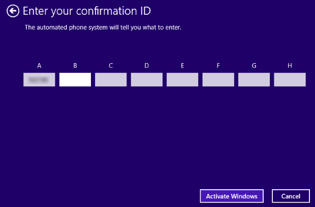 Windows Activation - Confirmation ID