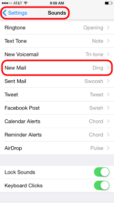 iPhone - Disable eMail Sound and Vibration Notifications 1 iPhone Email Notifications - New Mail
