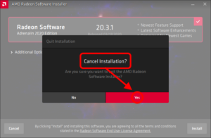 AMD Video Driver Only - Cancel Install