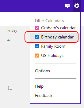 Live Birthday Calendar