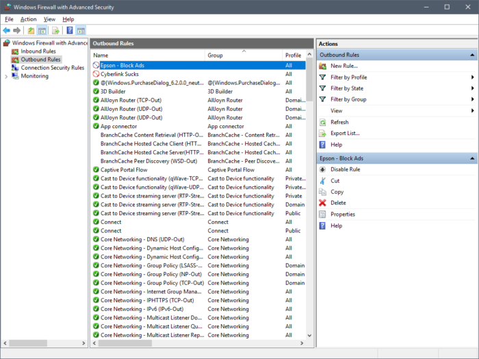 Firewall Rule Outbound g.fisk