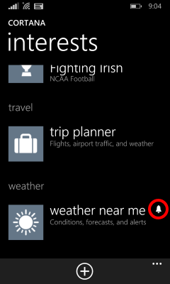 Cortana weather alerts - near me