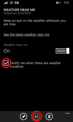 Cortana weather alerts - notify