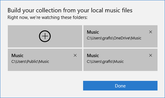 Groove Music - Folders