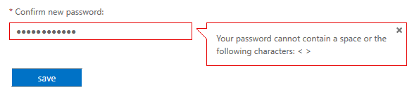 Dialog Box - Office 365 Doesn't allow spaces in password