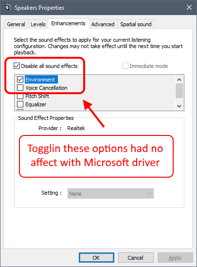Windows 10 Sound Enhancements Missing