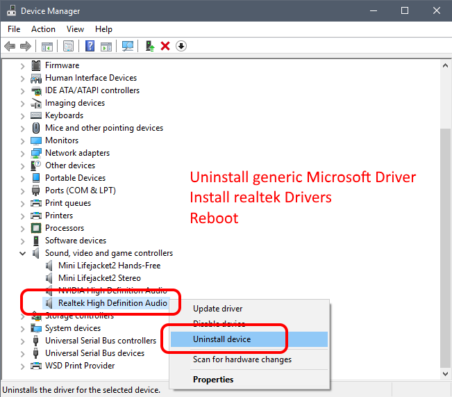 uninstall and reinstall sound drivers windows 8