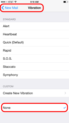 iPhone Email Notifications - Vibration
